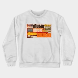 Music Vintage studio retro 80s hi fi audio art music lover beats Crewneck Sweatshirt